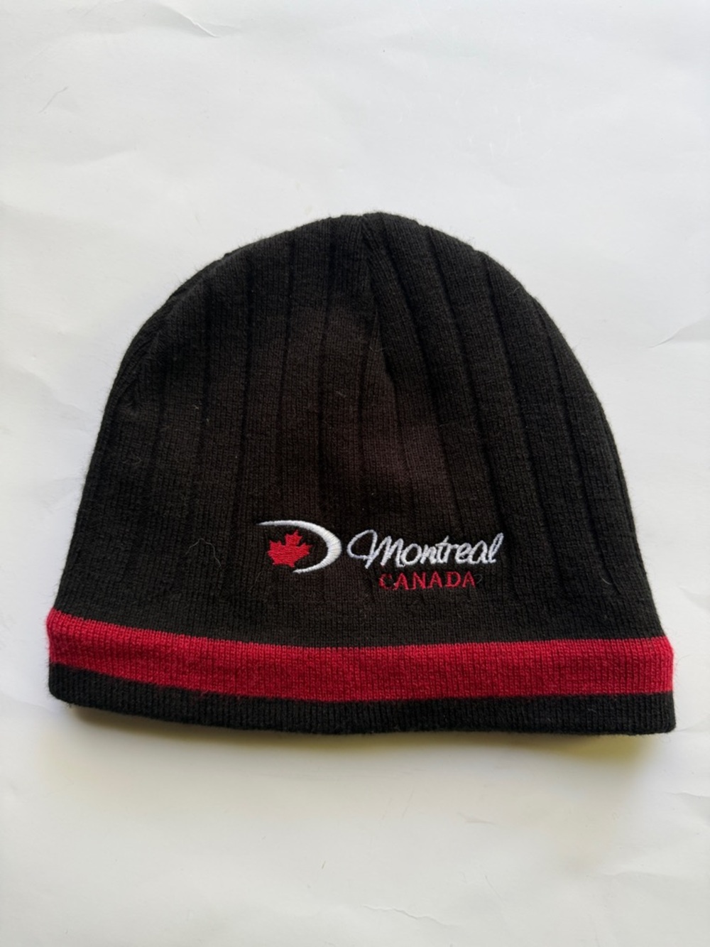 New Montreal Embroidered Canada Black & Red Knit Beanie